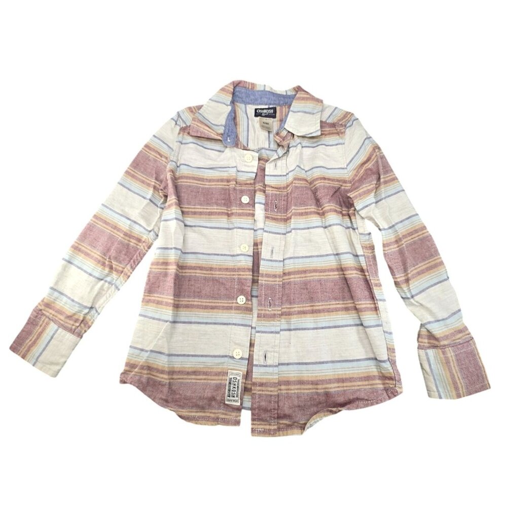 Oshkosh Bgosh Boys Striped Button-Up Shirt Size 6 Long Sleeve Casual JJ3950